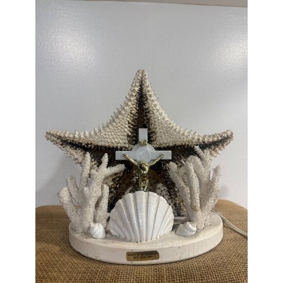 Unbranded Other - Vintage Shell Starfish Coral Crucifix light Grotto Of Redemption West Bend Iowa